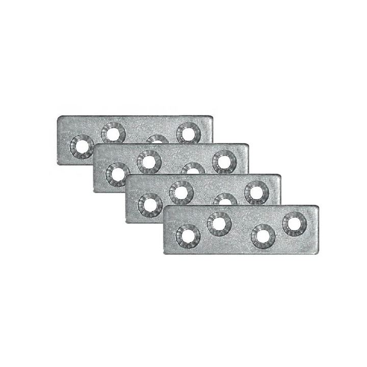 Placute metalice, tip I, pentru mobilier, zincat alb, 60 x 16 mm, set 4 bucati