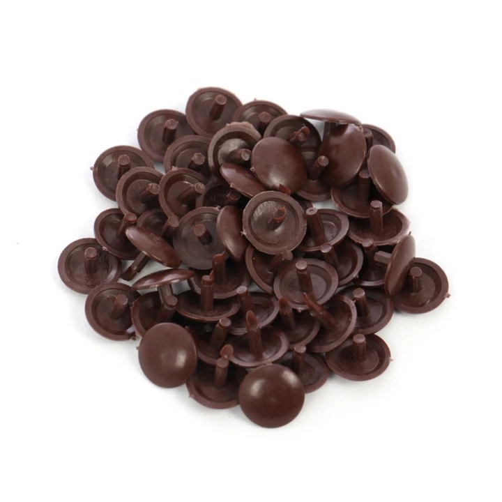 Capac plastic, cu pin, pentru mascare suruburi de cuplare, maro, set 50 bucati