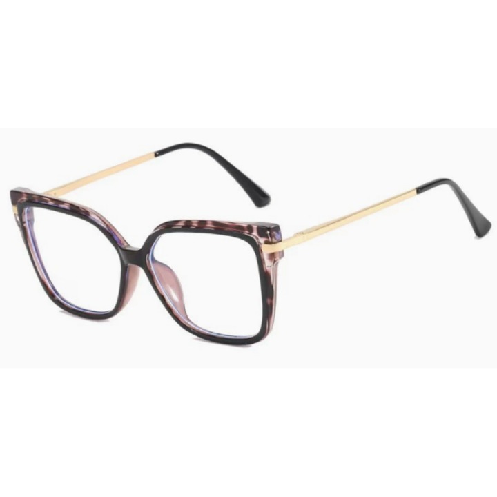 Ochelari de vedere, Cat Eye, protectie impotriva luminii albastre, rame metalice, multicolor, non-reteta