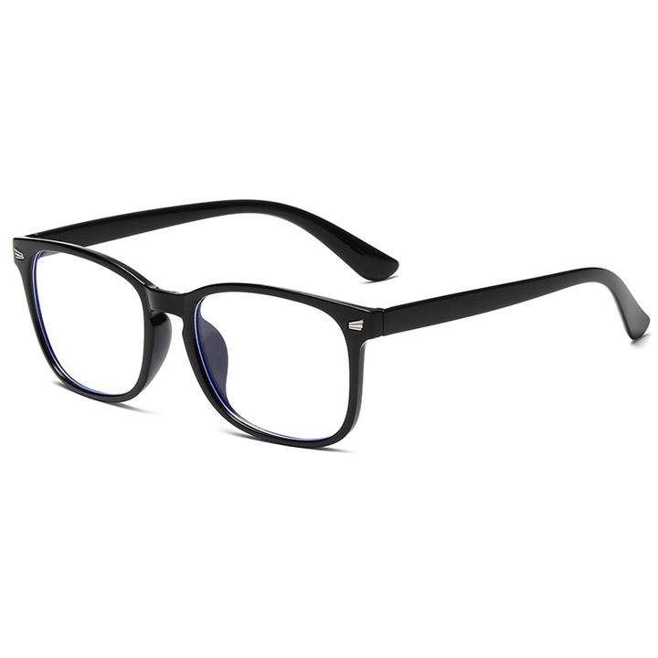 Ochelari de vedere anti-lumina albastra, unisex, negru, cu protectie UV, inclusa husa de transport