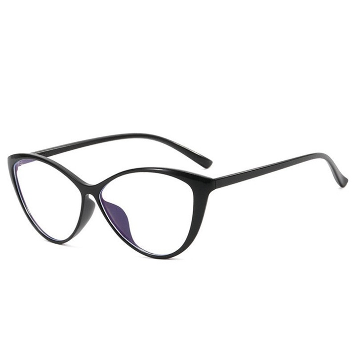 Ochelari de vedere, rame negre, lentile cu filtru de lumina albastra, rezistenta la zgarieturi