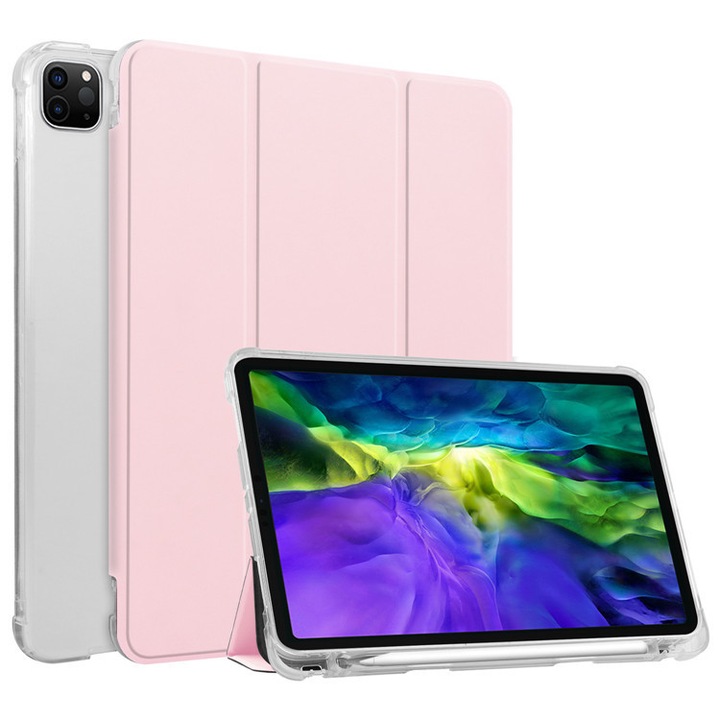 Átlátszó és ütéselnyelő tok iPad 10/11-hez, rózsaszín, pontos méretek
