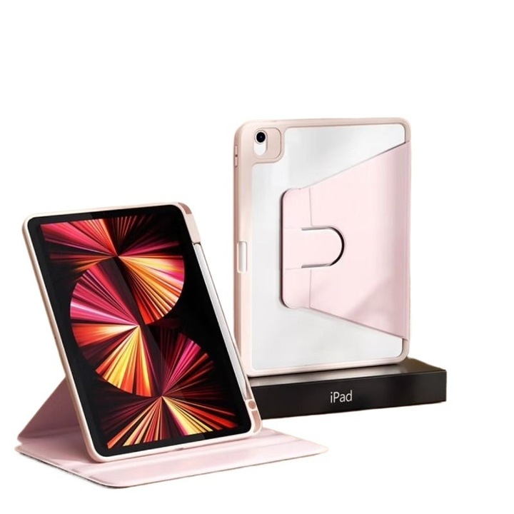 Tabletok tok iPad Pro 10.5 inch-hez, ceruzatartóval, rózsaszín, prémium bőr és rugalmas TPU anyagból