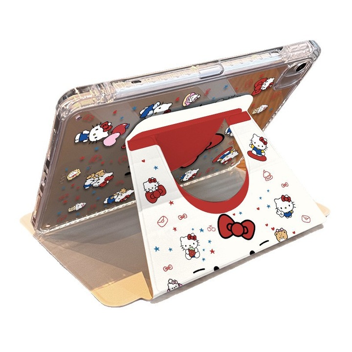 Levehető mágneses táblagéptok iPad Air 3 (10.5 hüvelyk) készülékhez, Hello Kitty AJ1797 design, ceruzatartóval, többszínű