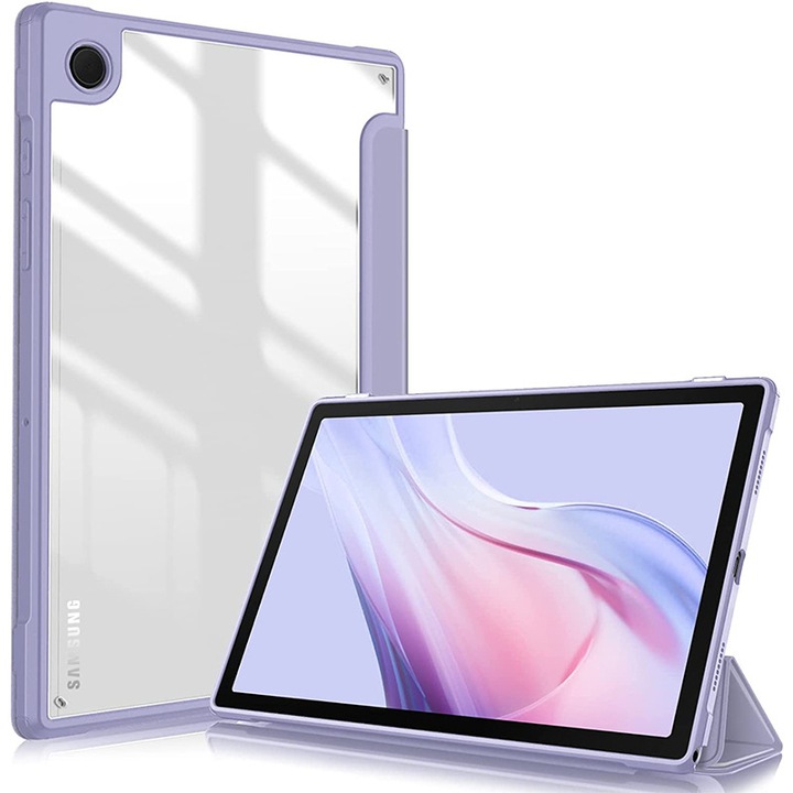 Tabletok tok, Samsung Galaxy Tab A8 10.5 inch kompatibilis, átlátszó, lila, vékony design
