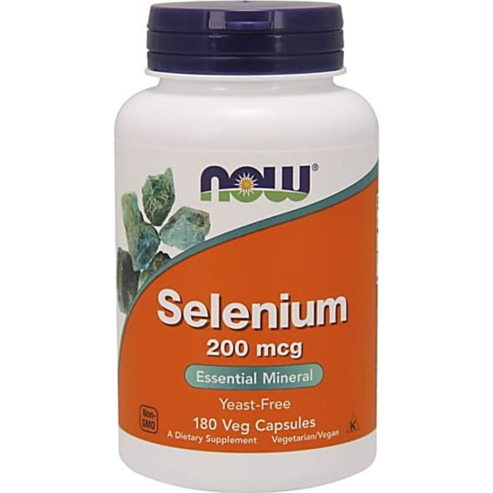 Supliment alimentar Now Foods Seleniu 200 mcg, 180 capsule, sprijina tiroida și sistemul imunitar