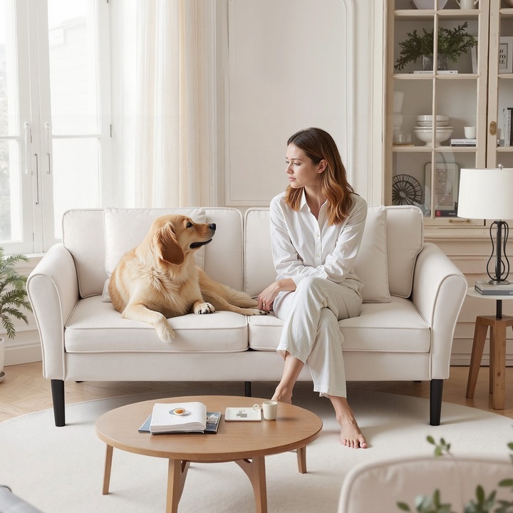 Canapea extensibilă 2 locuri, alb, catifea, 176x75cm