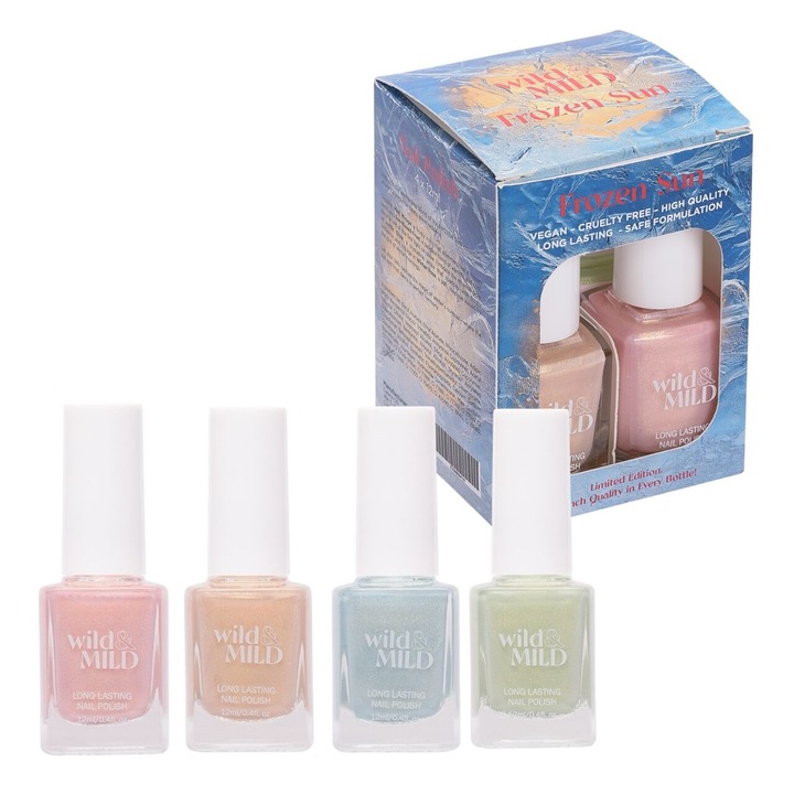 Set 4 bucati lac de unghii Frozen Sun Wild&Mild, 64710, 4x12ml
