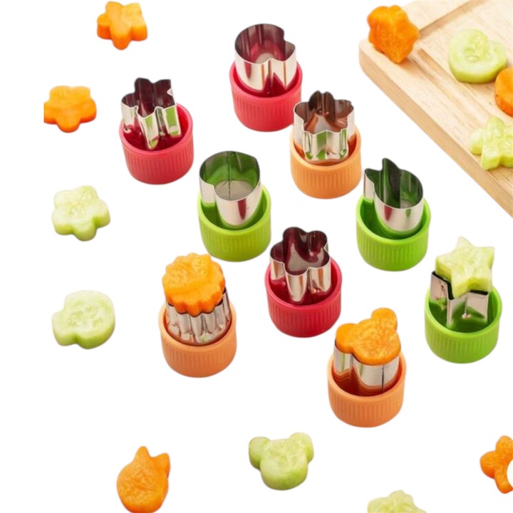 Set 9 forme pentru tăiat prăjituri/legume, oțel, multicolor, 3x4x3cm