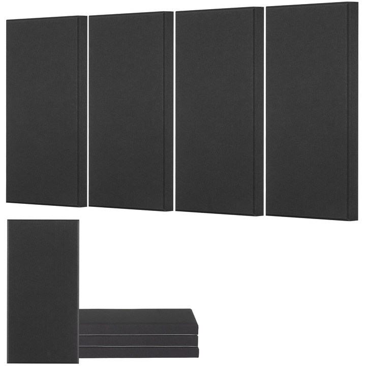 Set 4 panouri fonoabsorbante, negru, 60x30cm, grosime 5cm, autoadezive
