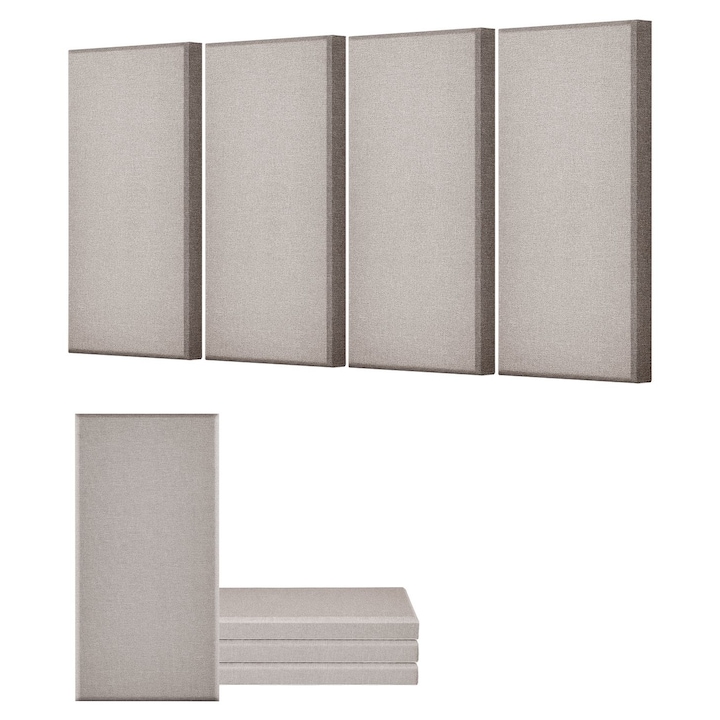 Set 4 panouri fonoabsorbante, fibra de sticla, autoadezive, camila, 60x30cm, grosime 5cm