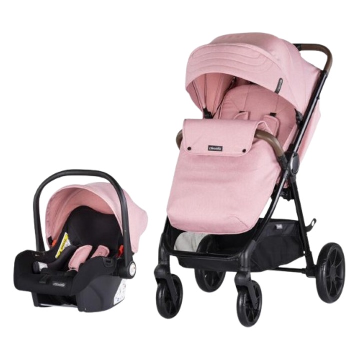 Set cărucior și scaun auto pentru copii Ulterra, Roz