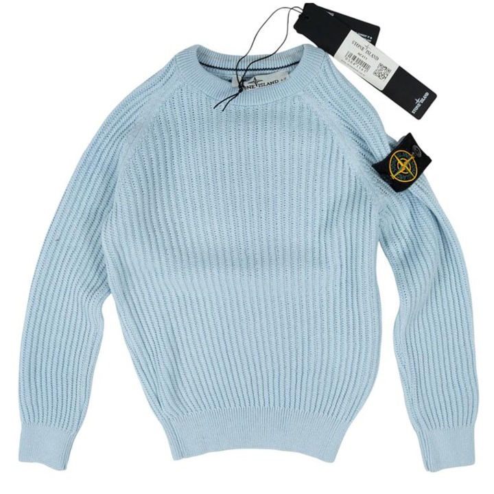 Bluză pentru copii Stone Island, melanj albastru deschis