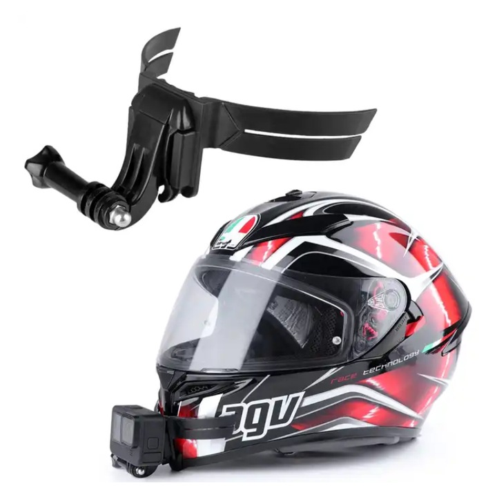 Стойка за закрепване тип пеперуда с лепило за спортни видеокамери към мотоциклетна каска, велосипед, съвместима с GoPro Hero 1 2 3 + 4 5 6 7 8 9 10 11 12 13 Session Mini Max Fusion, insta360 One X Go, SJcam, DJI, Universal, Full Face каска, Quick release