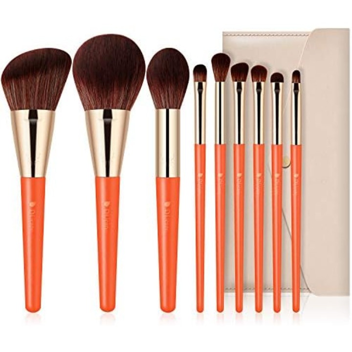 Set de pensule machiaj, DUcare, 9 piese in husa