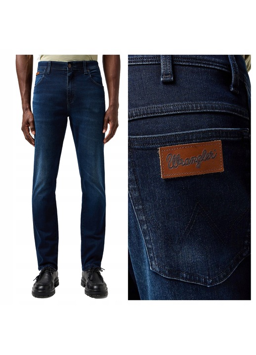Férfi farmer, Wrangler, Texas Slim Jeans, Slim Fit, Közepes derék, 5 zseb, Cipzár, Hosszú, Pamut, W30-L32 US, Kék
