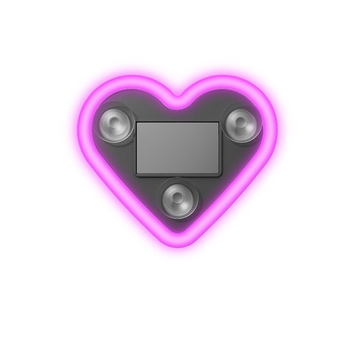 Lumina Ambientala Auto, Model Inima, Incarcare Solara/USB, Roz