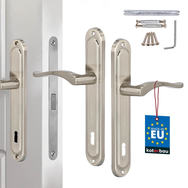 Klama usa, KOTARBAU, lunga, satinata, 24,5x4,1cm, set cu suruburi de montaj