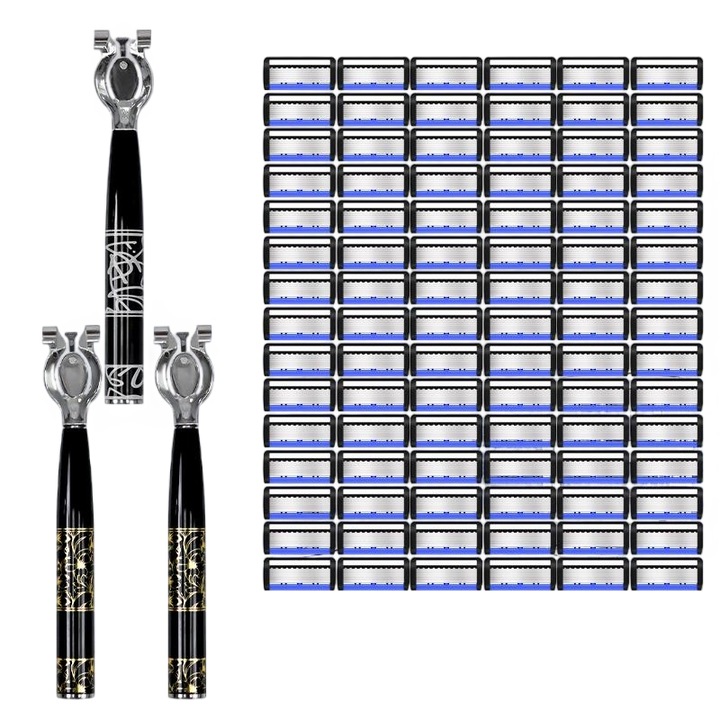 Set de 90 capete + 3 manere (alb-briliant) - 14.1x4.1cm, Otel inox/ABS, pentru epilat