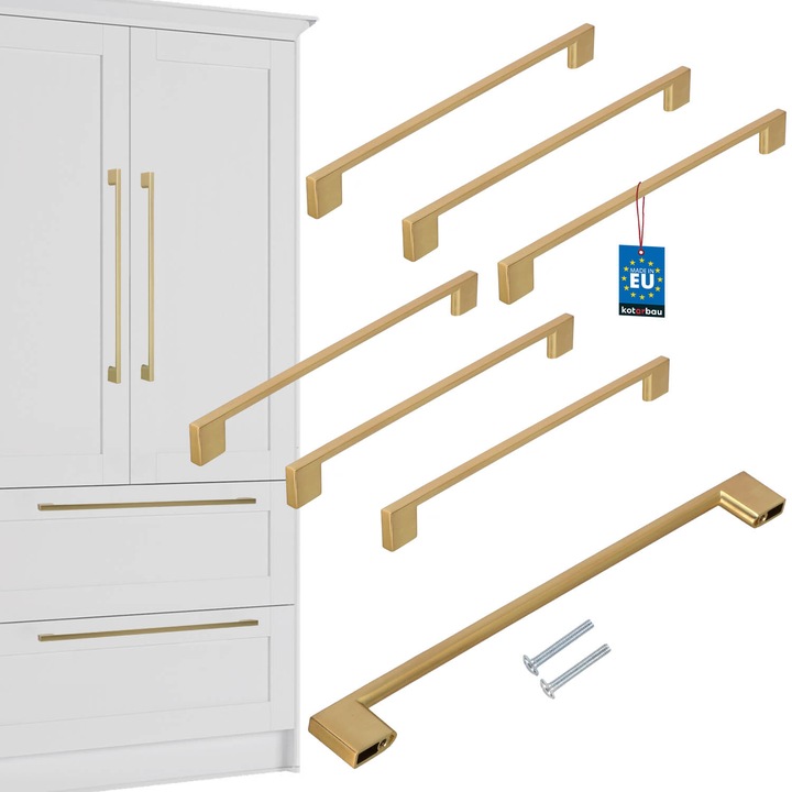 Urmareste set de 6 manere mobile, KOTARBAU, lungime 289mm, distanta 256mm, finisaj mat, aurie