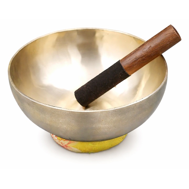 Bol Cantator Tibetan 18 cm – Terapeutic, 7 metale, handmade Nepal, meditatie, mindfulness, Bat & Suport matase