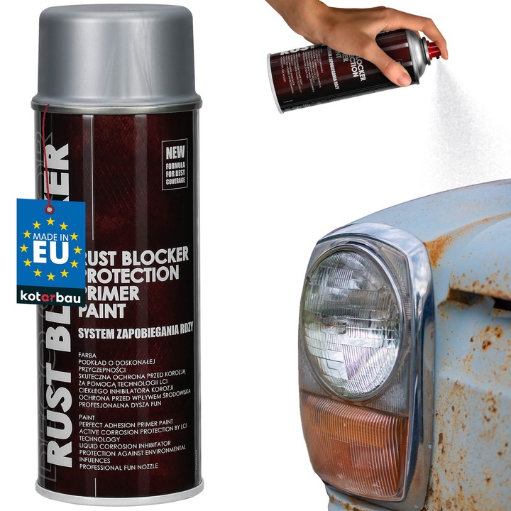 KOTARBAU autófesték spray fémvédő, ezüst RAL 9006, 400ml, korrózióálló, gyorsan száradó
