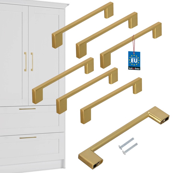 Urmareste set de 6 manere de mobilier, KOTARBAU, lungime 148 mm, distanta 128 mm, finisaj mat, aurie