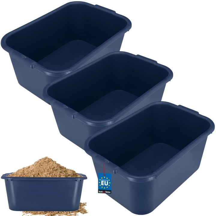 KOTARBAU Négyszögletes Építőipari Kád 45L, 3 darabos készlet