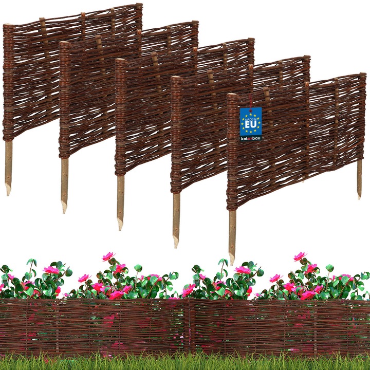 Gard din rachita, KOTARBAU, set 5 bucati, 60x30cm, natural