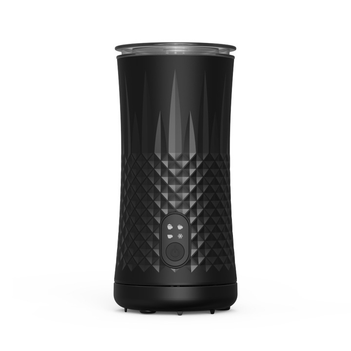 Dispozitiv de spumare lapte 4-in-1, 240 ml, spuma calda si rece cu incalzire, izolatie si control al temperaturii, TodyJeyHo, inox, negru