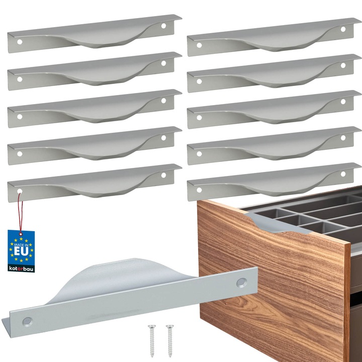 Urmareste Usor Usor KOTARBAU Uchwyt Meblowy Krawedziowy Srebrny 128x148mm Set 10 buc.
