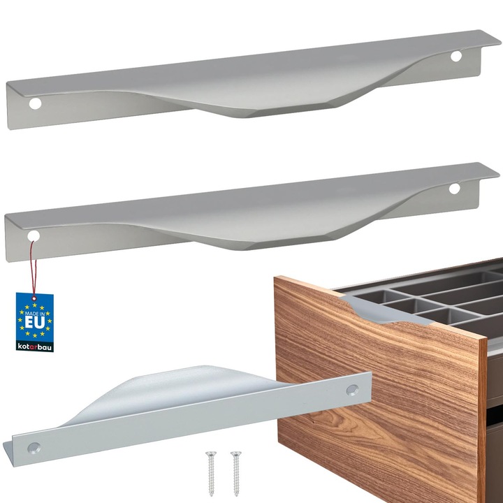 Urmareste Usor Usor KOTARBAU Uchwyt Meblowy Krawedziowy 2 St, Srebrny, 160x180mm