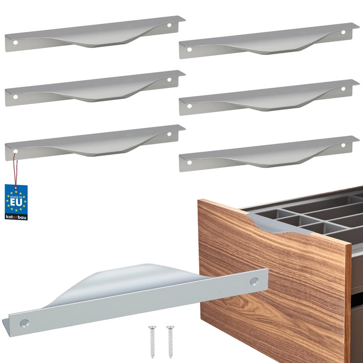 Urmareste Usor Usor KOTARBAU, Usa Mebloasa Krawedziowy, 6 buc, Argintiu, 180x20mm