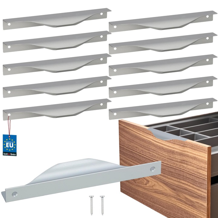 Urmareste Usor Usor KOTARBAU Uchwyt Meblowy Krawedziowy Srebrny 160x180mm Set 10 buc.