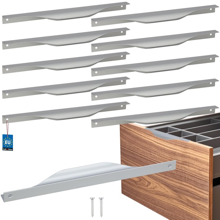 Urmareste Usor Usor KOTARBAU Uchwyt Meblowy Krawedziowy Srebrny 256x276mm Set 10 buc.