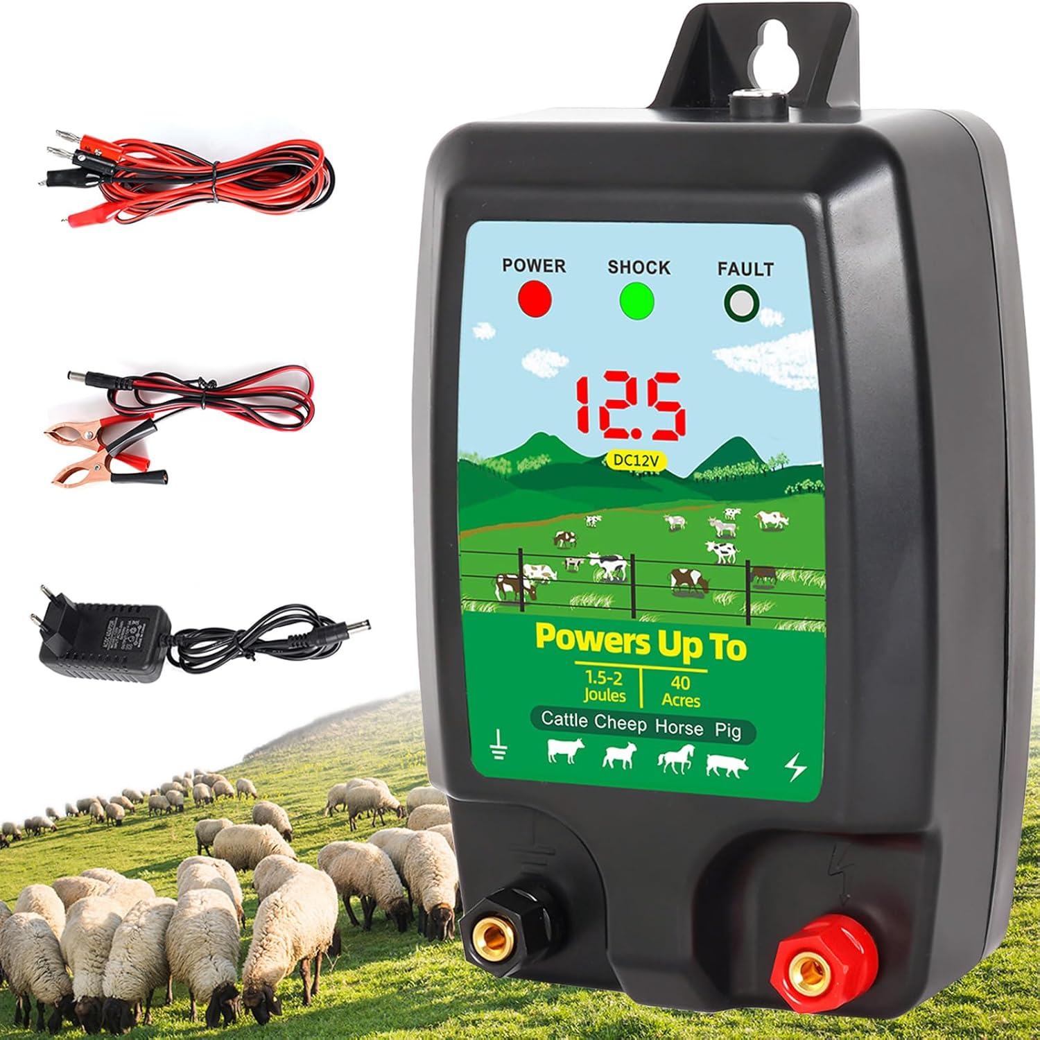 Energizator Gard Electric 10km Raza Acoperire, 1.5-2J, pentru Animale ...
