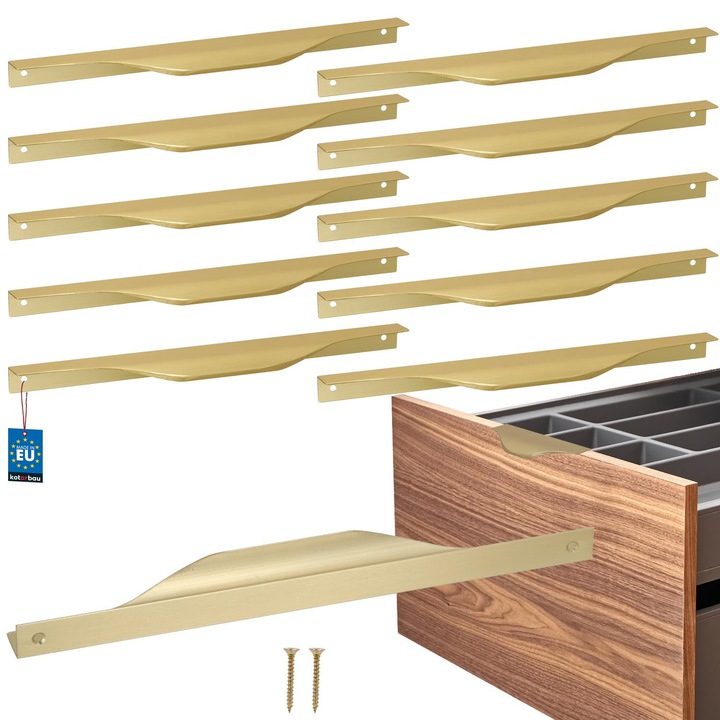 Urmareste Usor Usor KOTARBAU Uchwyt Meblowy Krawedziowy Zloty Mat 256x276mm Set 10 buc.