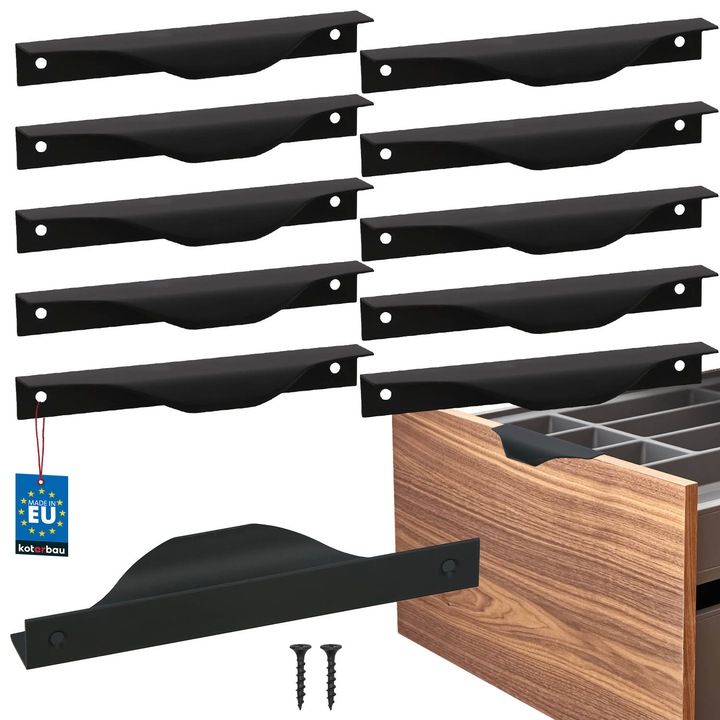 Urmareste Usor Usor KOTARBAU Uchwyt Meblowy Krawedziowy Mat 10 Bucati 128x148mm, Negru