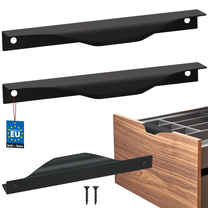 Urmareste Usor Usor KOTARBAU Uchwyt Meblowy Krawedziowy 2 buc, 160x180mm, Negru Mat