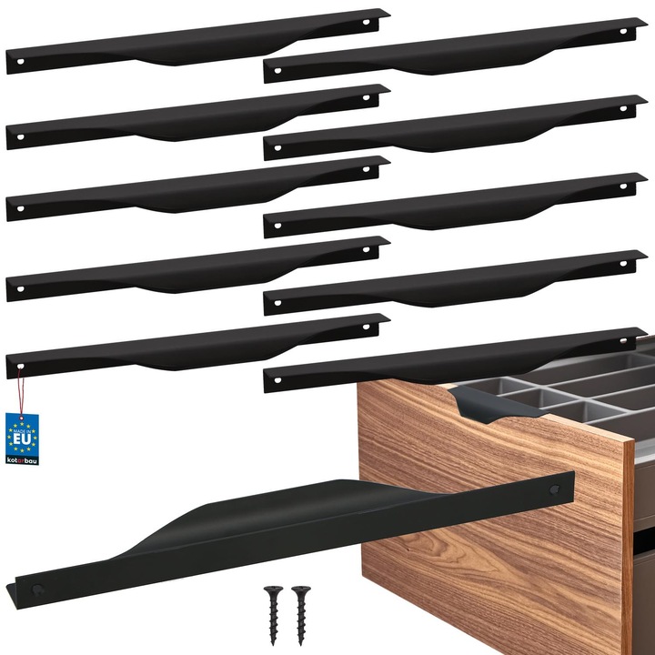 Urmareste Usor Usor KOTARBAU Uchwyt Meblowy Krawedziowy Mat 10 Bucati 256x276mm, Negru