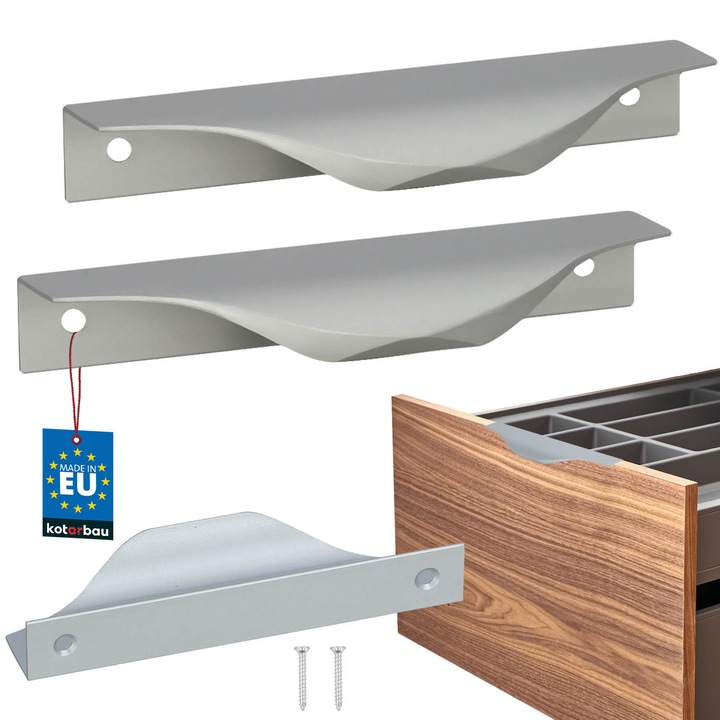 Urmareste Usor Usor KOTARBAU Uchwyt Meblowy Krawedziowy 2 St, Srebrny, 96x116mm