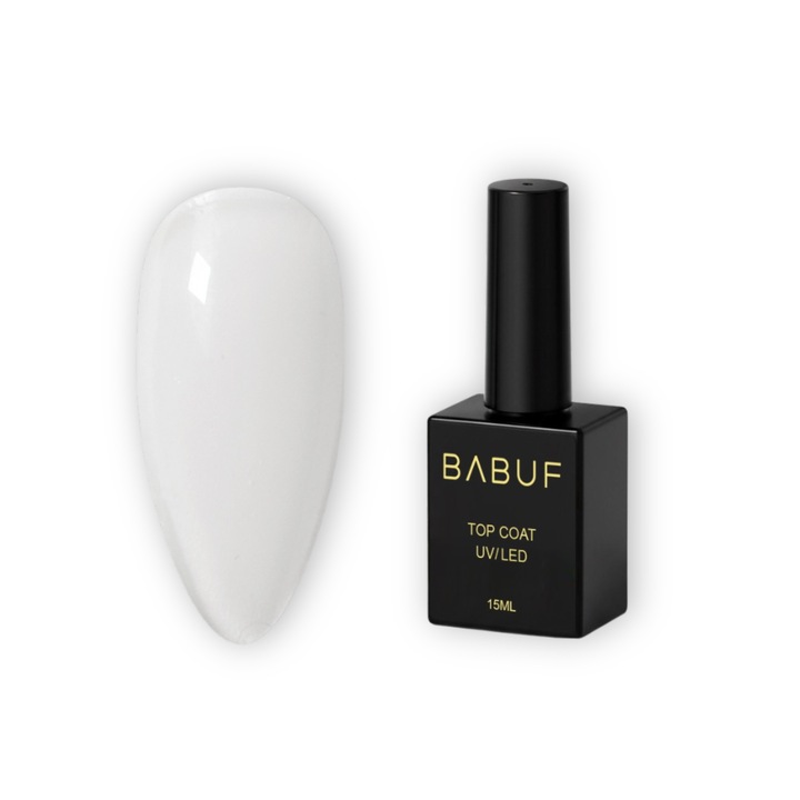 Top Coat Unghii BABUF TP1, Transparent, Luciu Intens, 15 ml