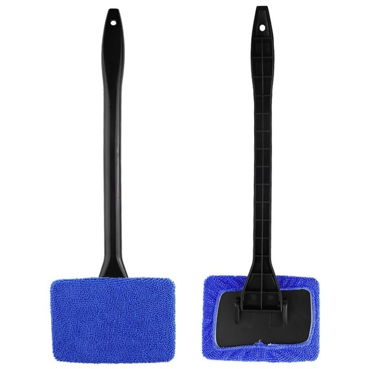 MACVI Autóablak tisztító eszköz, ergonomikus fogantyú, újrafelhasználható mikroszálas kendő, PP műanyag, 34cm