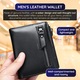 Мъжки портфейл от естествена кожа, IMODIX®, RFID защита за карти, джоб за монети, просторен, размери 11x9x1.5 см Модел 6046, черен