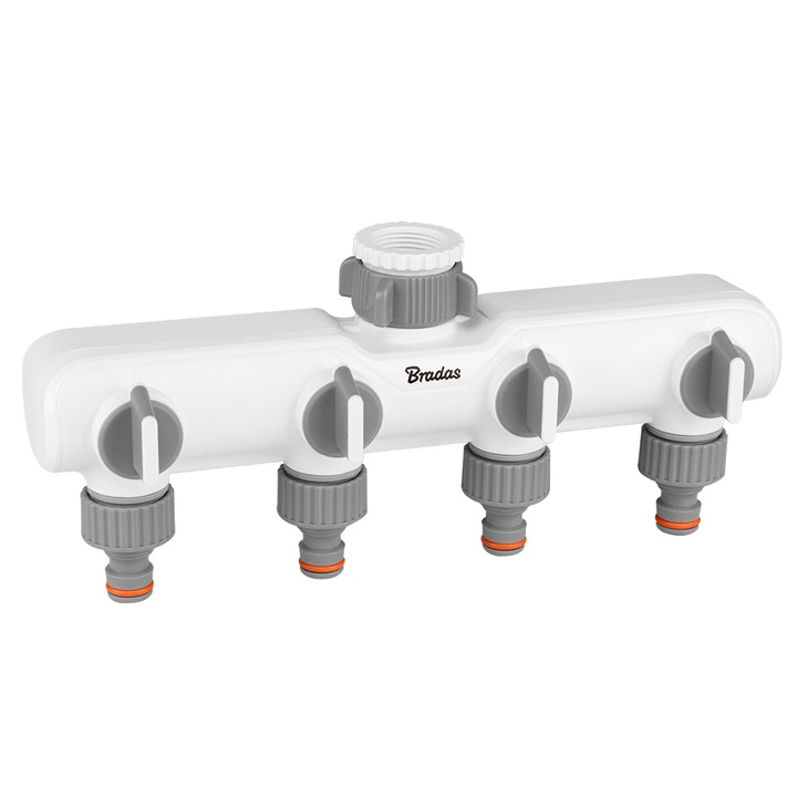 Distribuitor 4 cai BRADAS cu robinete, 1"-3/4", alb