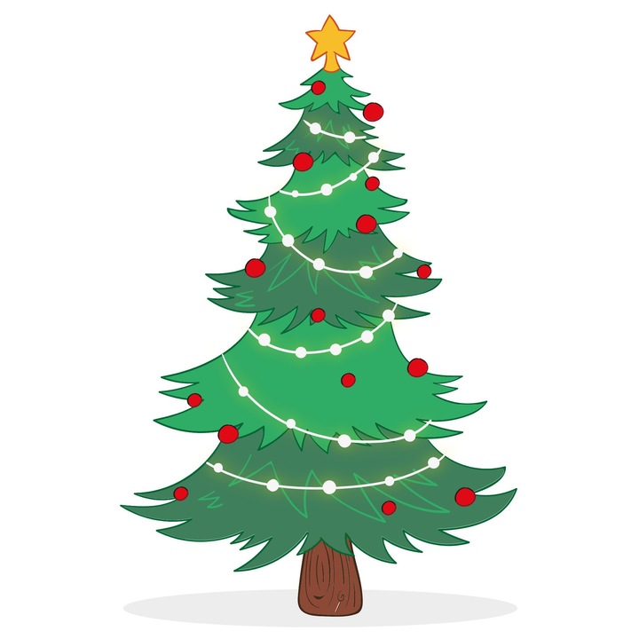 Sticker Decupat XXL Brad de Craciun, 18x27cm, Hartie Foto Glossy, Decor Sarbatori, Iarna