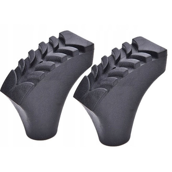 Set 2 Capace Cauciuc pentru Bete Nordic Walking si Trekking, negru, diametru interior 10-11 mm