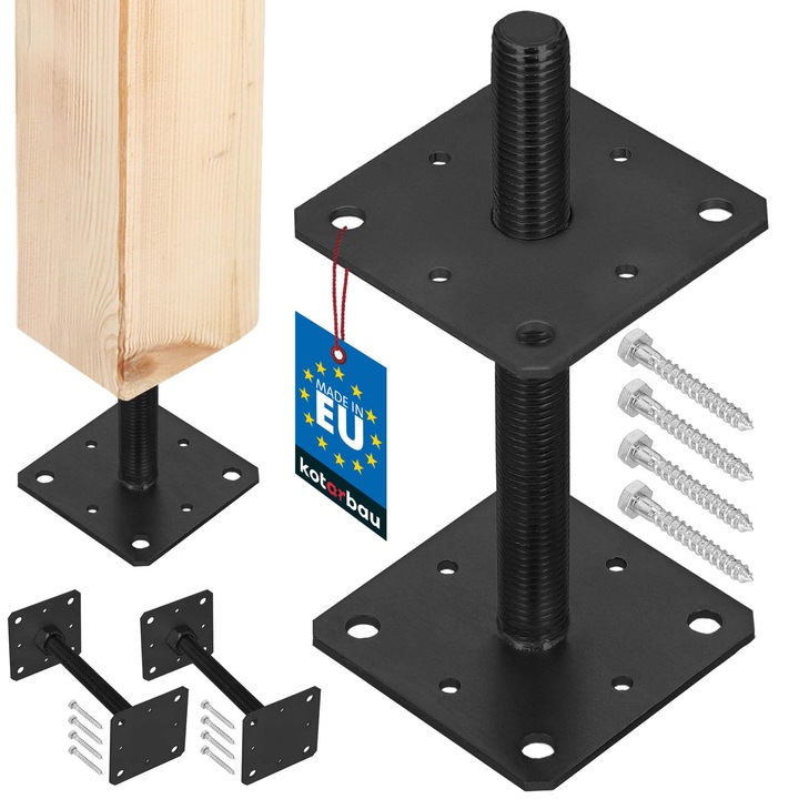 Regulata baza pentru stalp, KOTARBAU, ajustabila, antracit, 11x11cm, 25,2cm, set 2 buc.