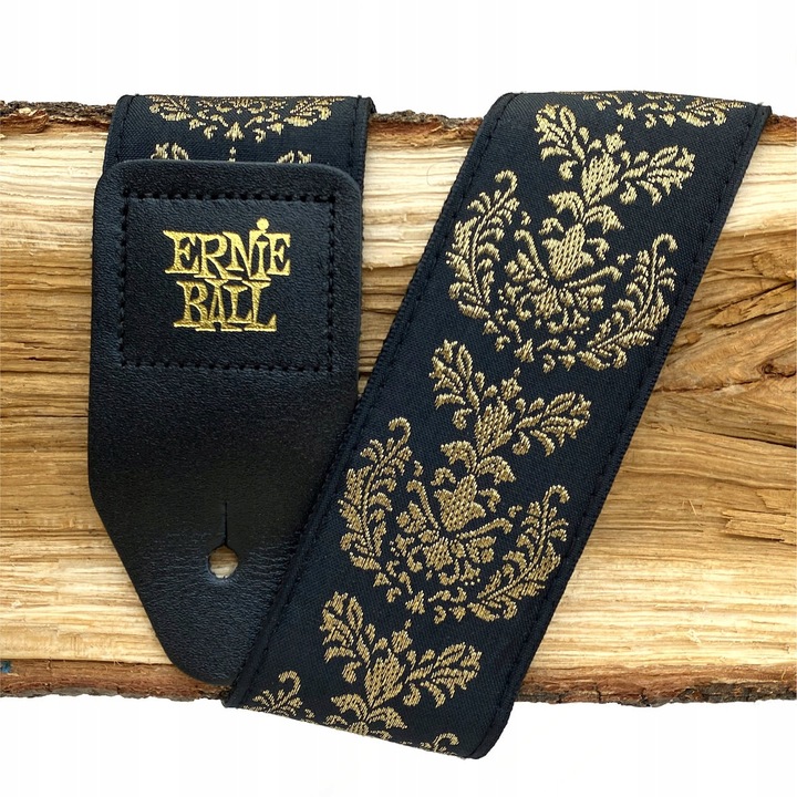 Curea chitara Ernie Ball Royal Crest, negru-auriu, material rezistent, 99x179cm