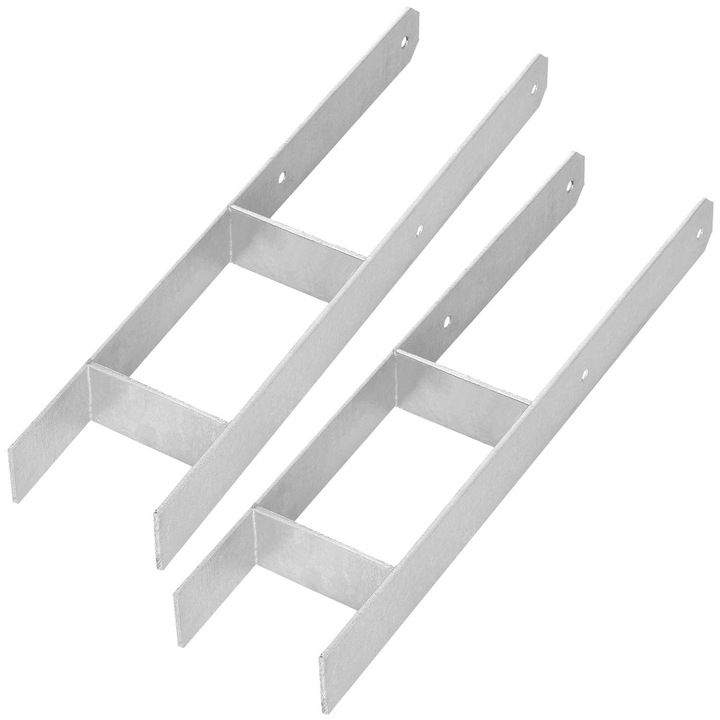 Podstawa Slupa H pentru Wmurowanie, KOTARBAU, 120mm, 600x60mm, 2 bucati, argintie